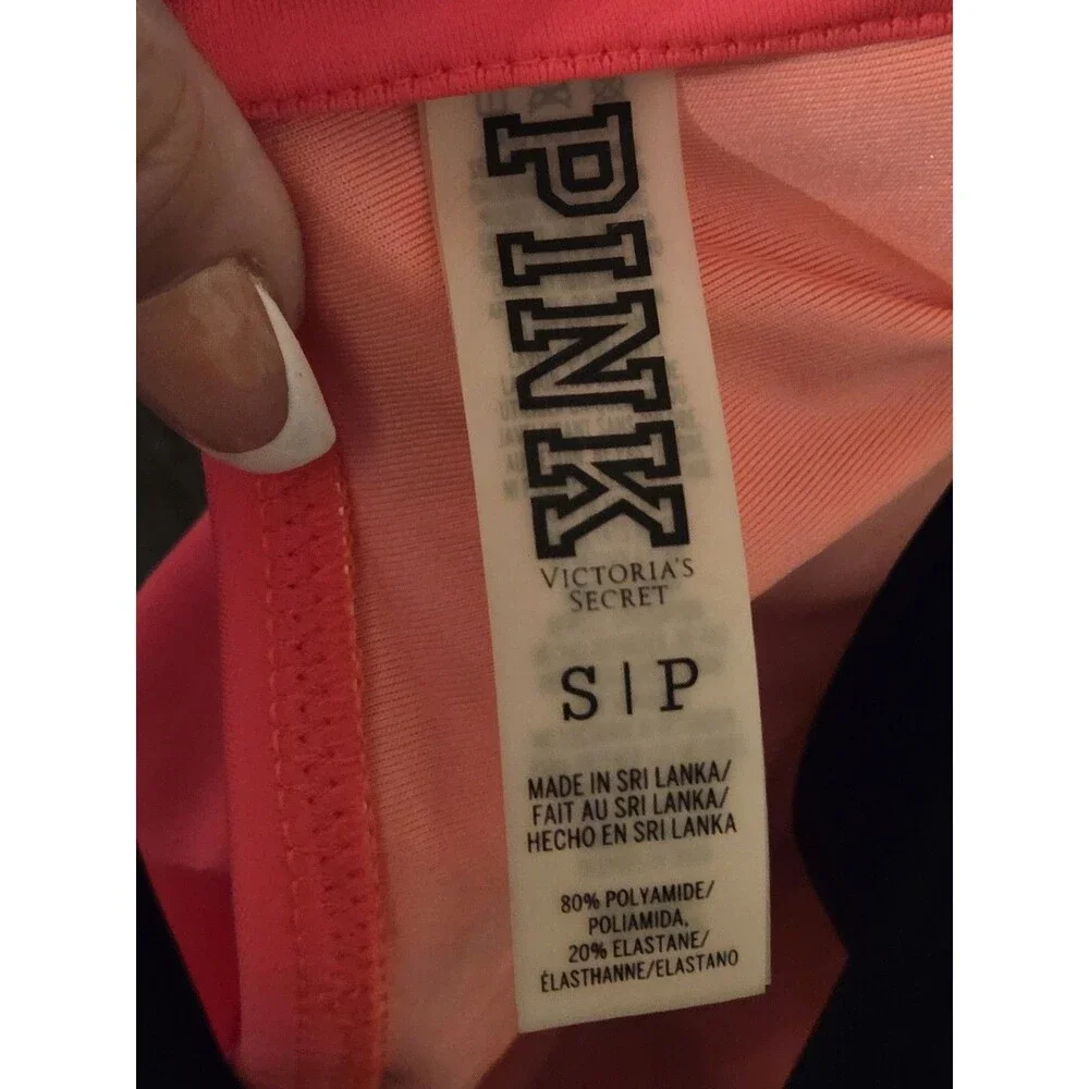 Victoria's Secret PINK bikini set w/ flounce crop top and black Bottoms, Size S